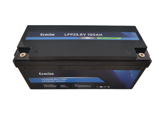 Deep Cycle Solar Battery 25.6V100Ah LiFePO4 Lithiumbatterie für Wohnmobil Campinghaus Energiespeicher