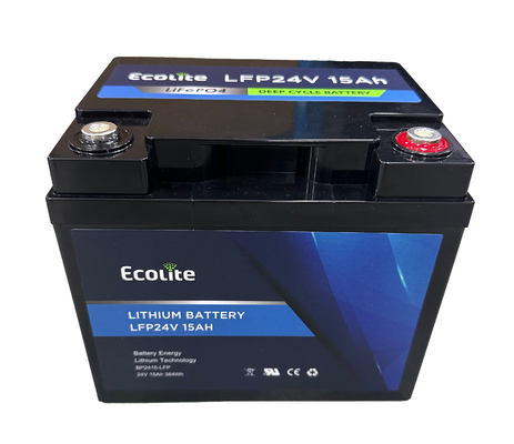 Ecolite 24v 15Ah Hochtemperaturbereich AGV LiFePo4 Lithium-Eisenphosphat integriertes BMS