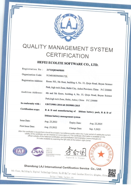 China HEFEI ECOLITE ENERGY CO., LTD. zertifizierungen
