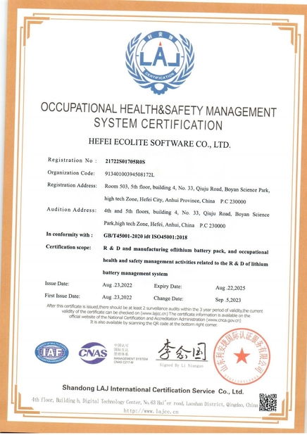 China HEFEI ECOLITE ENERGY CO., LTD. zertifizierungen